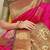 Rani pink silk blend kanjivaram saree with olive green zari border