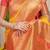 Yellow silk blend kanjivaram saree with peach zari border