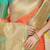 Coral orange silk blend kanjivaram saree with turquoise zari border
