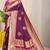 Dark purple silk blend kanjivaram saree with dark magenta zari border