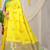 Yellow silk blend saree with rich zari paisley weaving & sea green contrast border