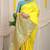 Yellow silk blend saree with rich zari paisley weaving & sea green contrast border