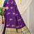 Purple silk blend saree with rich zari paisley weaving & teal contrast border