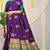 Purple silk blend saree with rich zari paisley weaving & teal contrast border