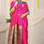 Rani pink silk blend saree with rich zari paisley weaving & teal contrast border