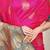Rani pink silk blend saree with rich zari paisley weaving & teal contrast border