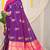 Purple silk blend saree with rich zari paisley weaving & magenta pink contrast border