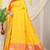 Yellow silk blend saree with rich zari paisley weaving & red contrast border