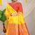 Yellow silk blend saree with rich zari paisley weaving & red contrast border