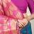 Teal blue silk blend saree with rich zari paisley weaving & magenta pink contrast border