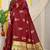 Maroon silk blend saree with rich zari paisley weaving & olive green contrast border