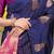 Navy blue silk blend saree with rich zari paisley weaving & magenta pink contrast border