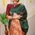 Bottle green silk blend saree with rich zari paisley weaving & maroon contrast border