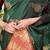 Bottle green silk blend saree with rich zari paisley weaving & maroon contrast border