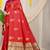 Red silk blend saree with rich zari paisley weaving & purple contrast border