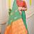 Sea green silk blend saree with rich zari paisley weaving & orange contrast border