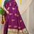 Wine silk blend saree with rich zari paisley weaving & dark green contrast border