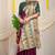 Wine silk blend saree with rich zari paisley weaving & dark green contrast border