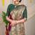 Wine silk blend saree with rich zari paisley weaving & dark green contrast border