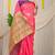 Rani pink silk blend saree with rich zari paisley weaving & purple contrast border