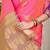 Rani pink silk blend saree with rich zari paisley weaving & purple contrast border