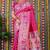 Rani pink banarasi silk blend saree with multicolor floral zari weaving