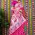 Rani pink banarasi silk blend saree with multicolor floral zari weaving