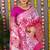 Rani pink banarasi silk blend saree with multicolor floral zari weaving