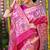 Rani pink banarasi silk blend saree with multicolor floral zari weaving