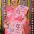 Baby pink banarasi silk blend saree with multicolor floral zari weaving