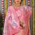 Baby pink banarasi silk blend saree with multicolor floral zari weaving