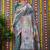 Teal banarasi silk blend saree with multicolor floral zari weaving