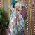 Teal banarasi silk blend saree with multicolor floral zari weaving