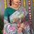 Teal banarasi silk blend saree with multicolor floral zari weaving