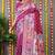 Magenta pink banarasi silk blend saree with multicolor floral zari weaving