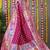 Magenta pink banarasi silk blend saree with multicolor floral zari weaving