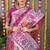 Magenta pink banarasi silk blend saree with multicolor floral zari weaving