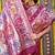 Magenta pink banarasi silk blend saree with multicolor floral zari weaving