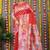 Red banarasi silk blend saree with multicolor floral zari weaving