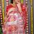 Red banarasi silk blend saree with multicolor floral zari weaving