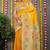 Yellow banarasi silk blend saree with multicolor floral zari weaving