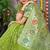 Parrot green banarasi silk blend saree with multicolor floral zari weaving