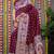 Wine banarasi silk blend saree with multicolor floral zari weaving