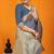 Slate grey banarasi silk blend saree with gold zari border & floral buta weaving