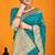 Teal banarasi silk blend saree with gold zari border & floral buta weaving