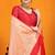 Red banarasi silk blend saree with gold zari border & floral buta weaving