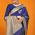 Navy blue banarasi silk blend saree with gold zari border & floral buta weaving