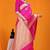 Rani pink banarasi silk blend saree with gold zari border & floral buta weaving