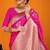 Rani pink banarasi silk blend saree with gold zari border & floral buta weaving
