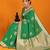 Green banarasi silk blend saree with gold zari border & floral buta weaving
